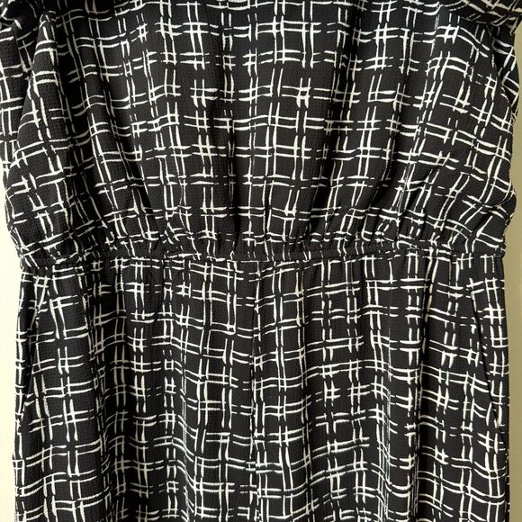 London Style Collection Black White Grid Print Tie Back Jumpsuit size 14‎ Large - Picture 4 of 11